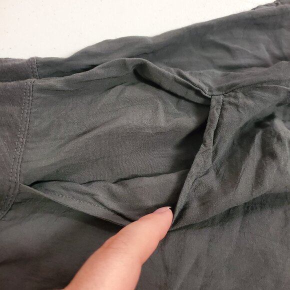 Meadow Rue Womens Button Up Bohemian Top Size M Gray Lagenlook Hippie Neutral - Picture 9 of 11